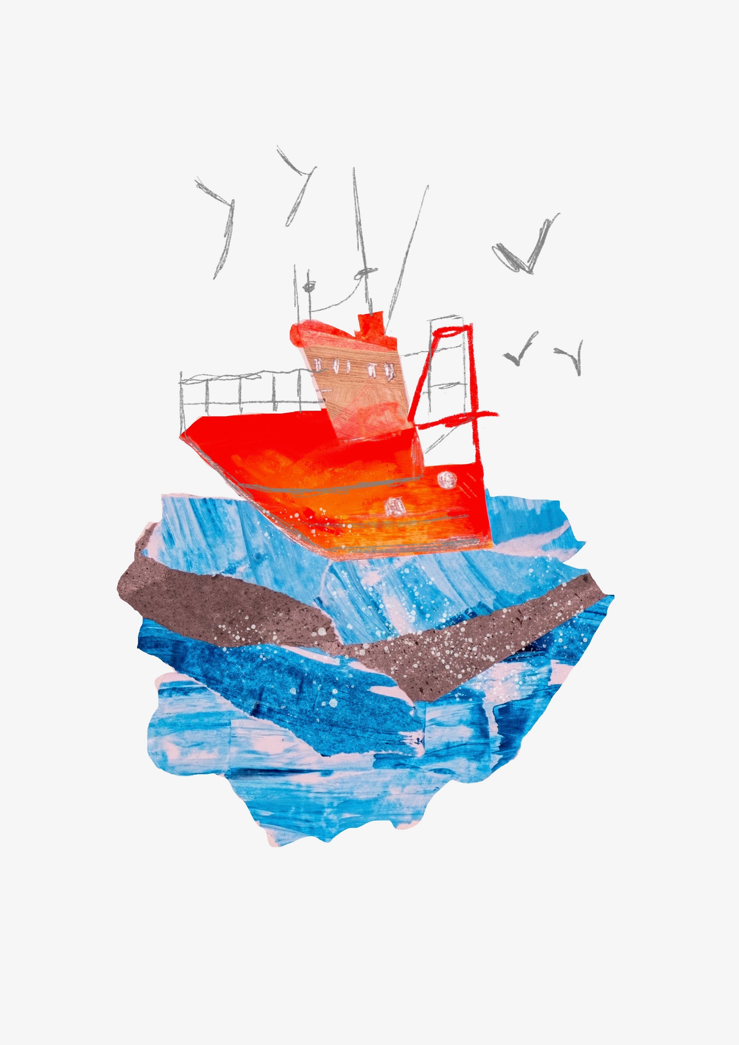 Lifeboat (Collage Landscapes) Greetings Card (7x5 inches)