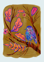 Bird with Leaves (Sketching Autumn) Print