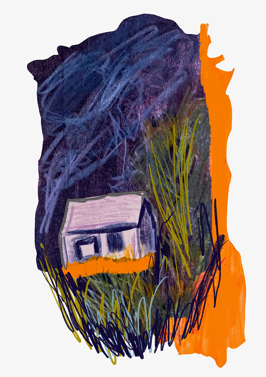 Night Cottage (Collage Landscapes) Print