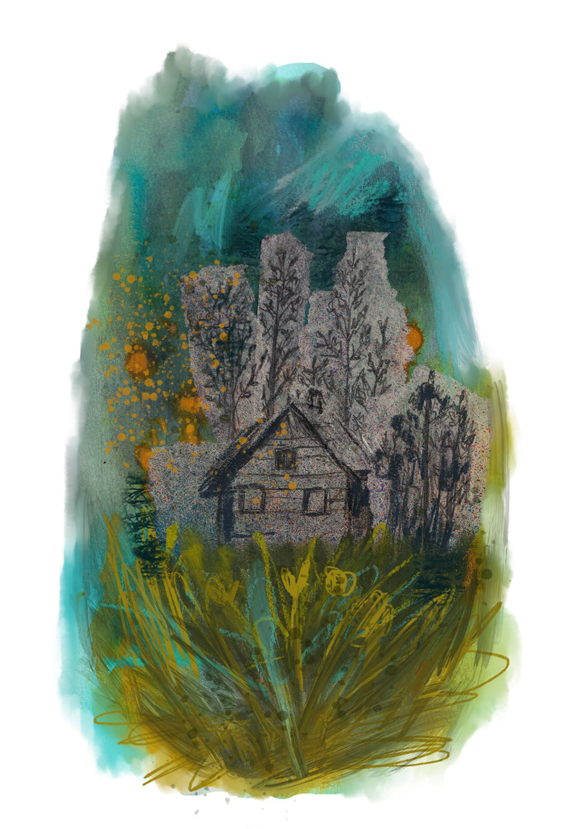 Wildflower Cottage (Collage Landscapes) Greeting Card