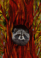 Hiding Raccoon (Retro Storybook) Print