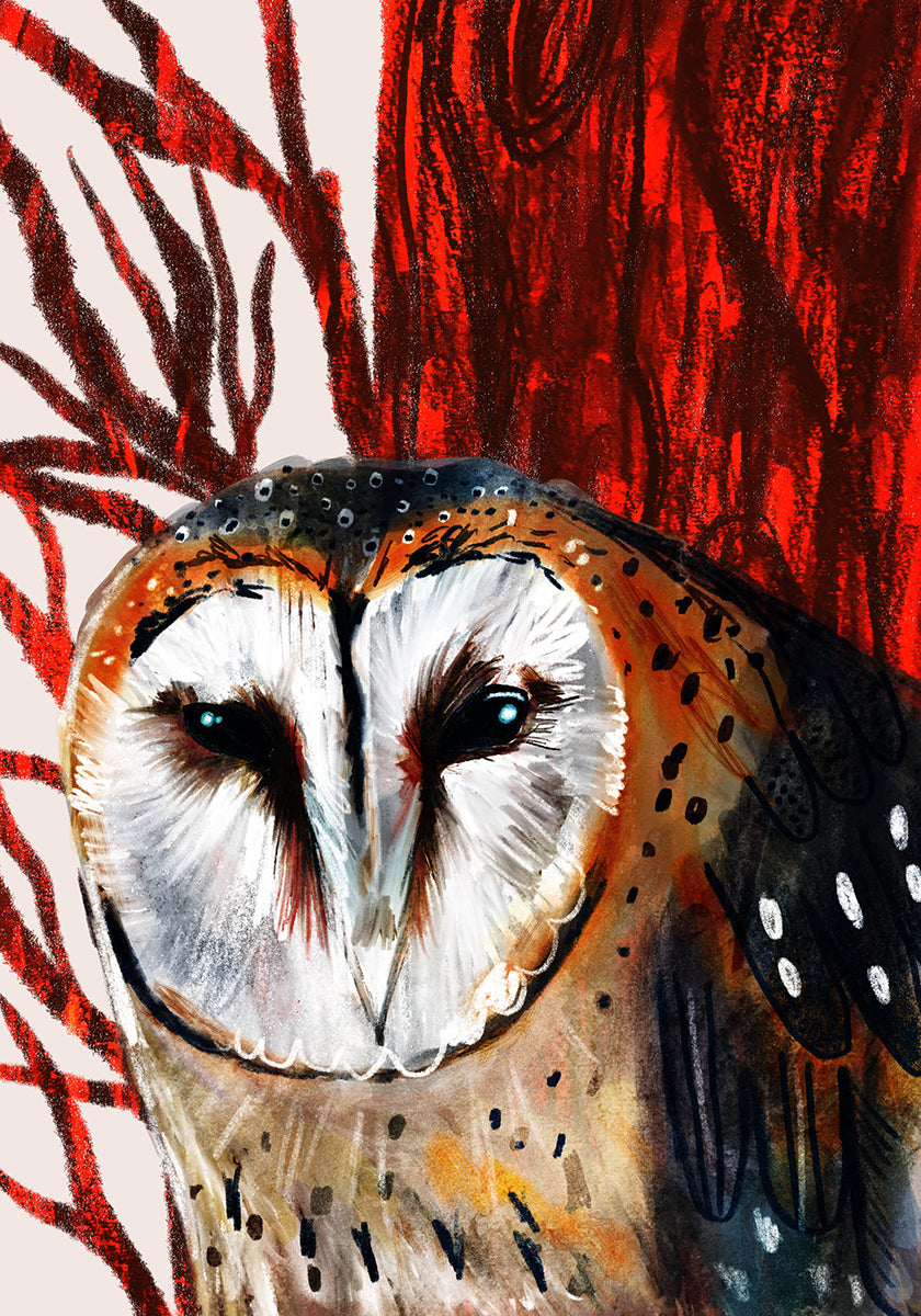 Owl and Tree (Retro Storybook) Greeting Card