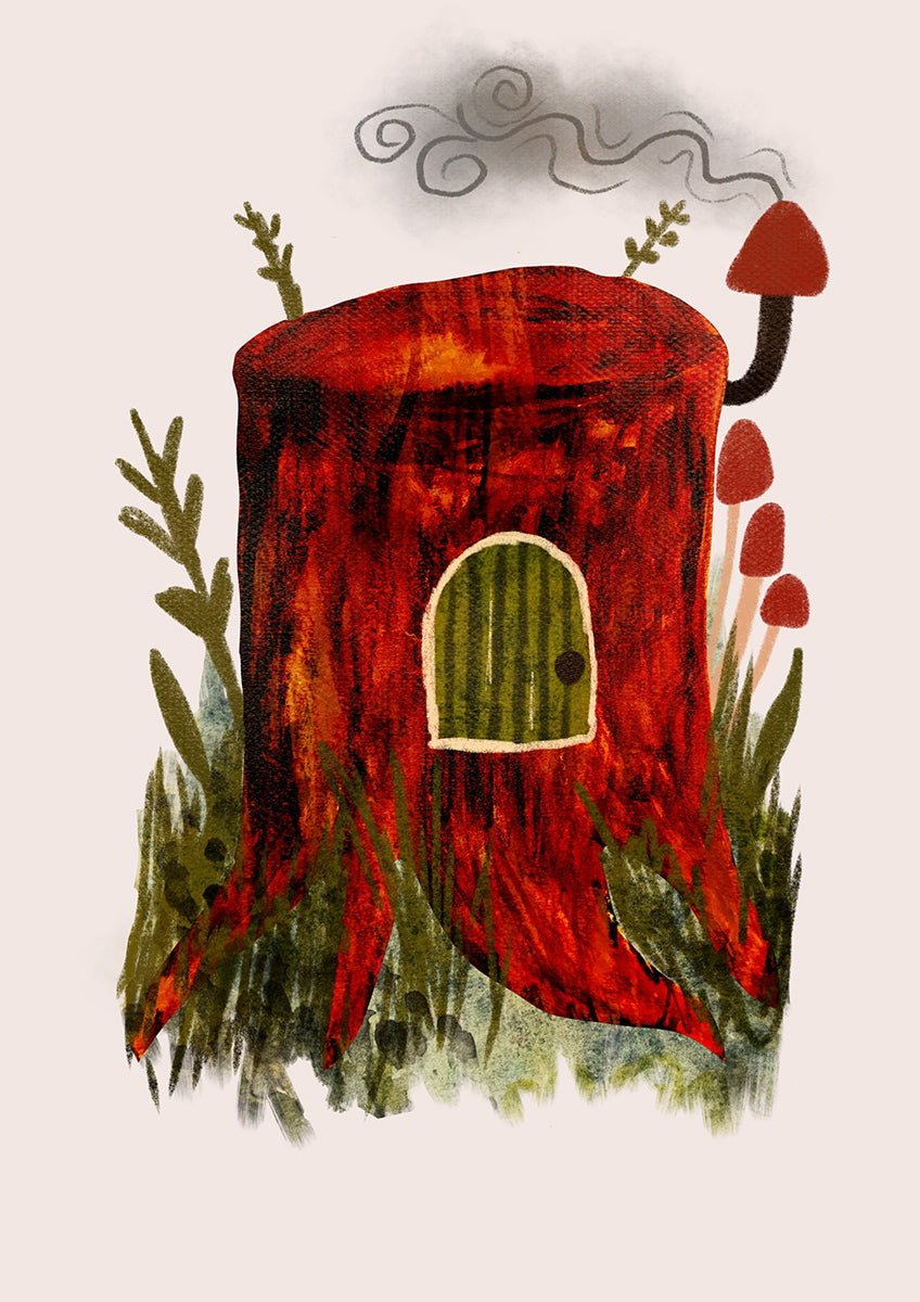 Tree Stump House (Retro Storybook) Print