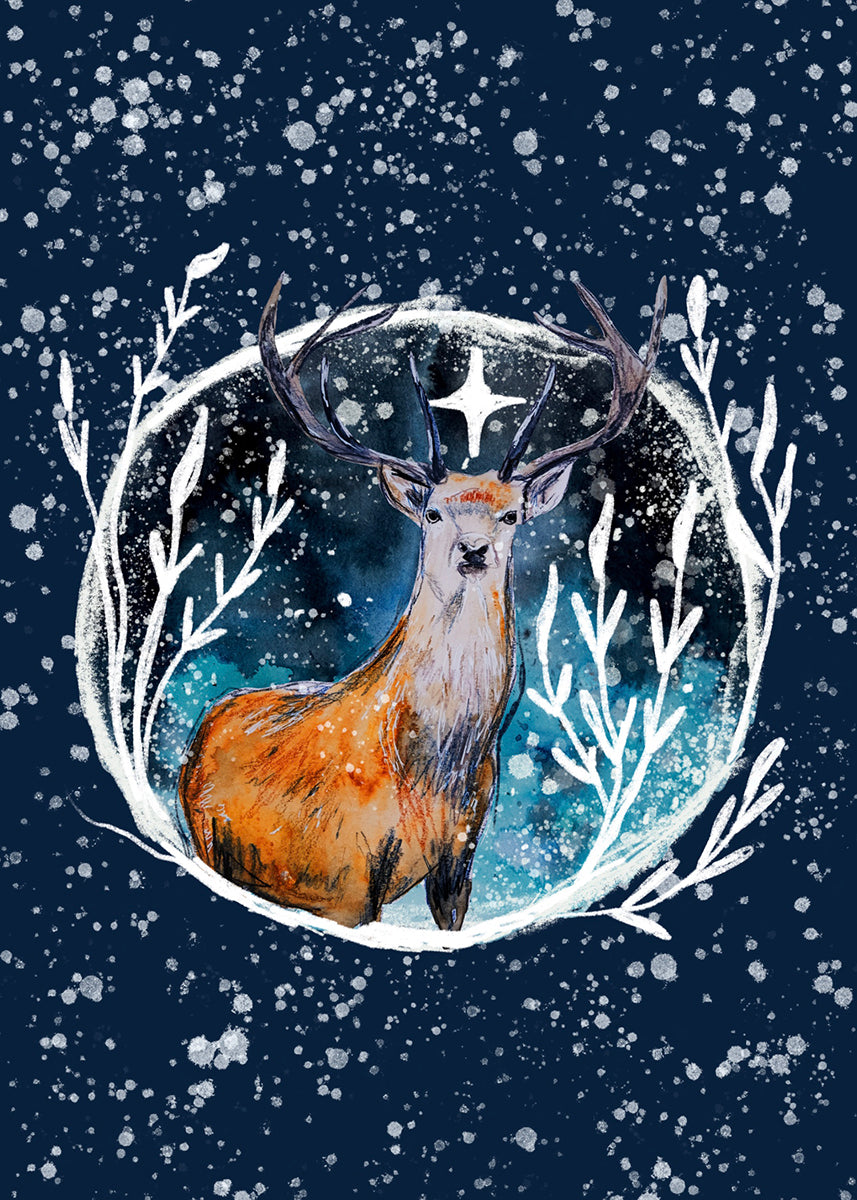 Winter Stag Print