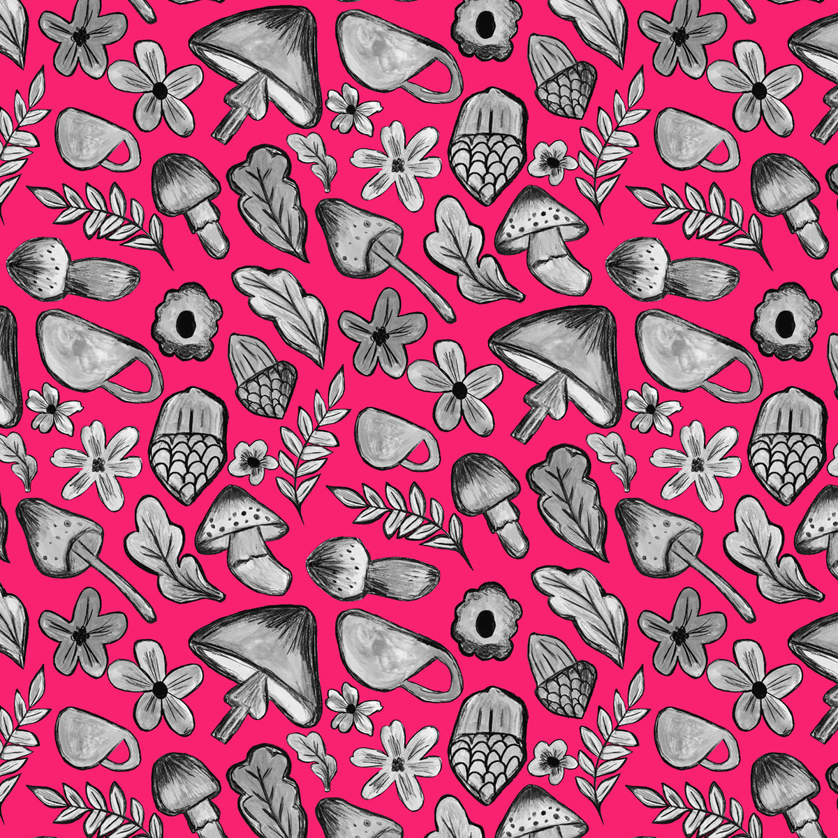 Sketching Autumn Wrapping Paper, Mono Pink (50x70cm)