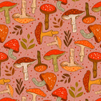 Retro Mushrooms Wrapping Paper, Blush Pink (50x70cm)