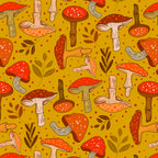 Retro Mushrooms Wrapping Paper, Goldenrod Yellow (50x70cm)