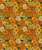 Retro Flower Power Wrapping Paper, Teal (50x70cm)
