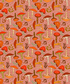 Retro Mushrooms Wrapping Paper, Blush Pink (50x70cm)