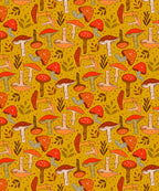 Retro Mushrooms Wrapping Paper, Goldenrod Yellow (50x70cm)