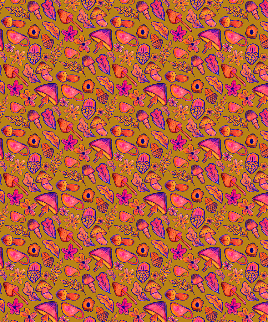 Sketching Autumn Wrapping Paper, Chartreuse (50x70cm)