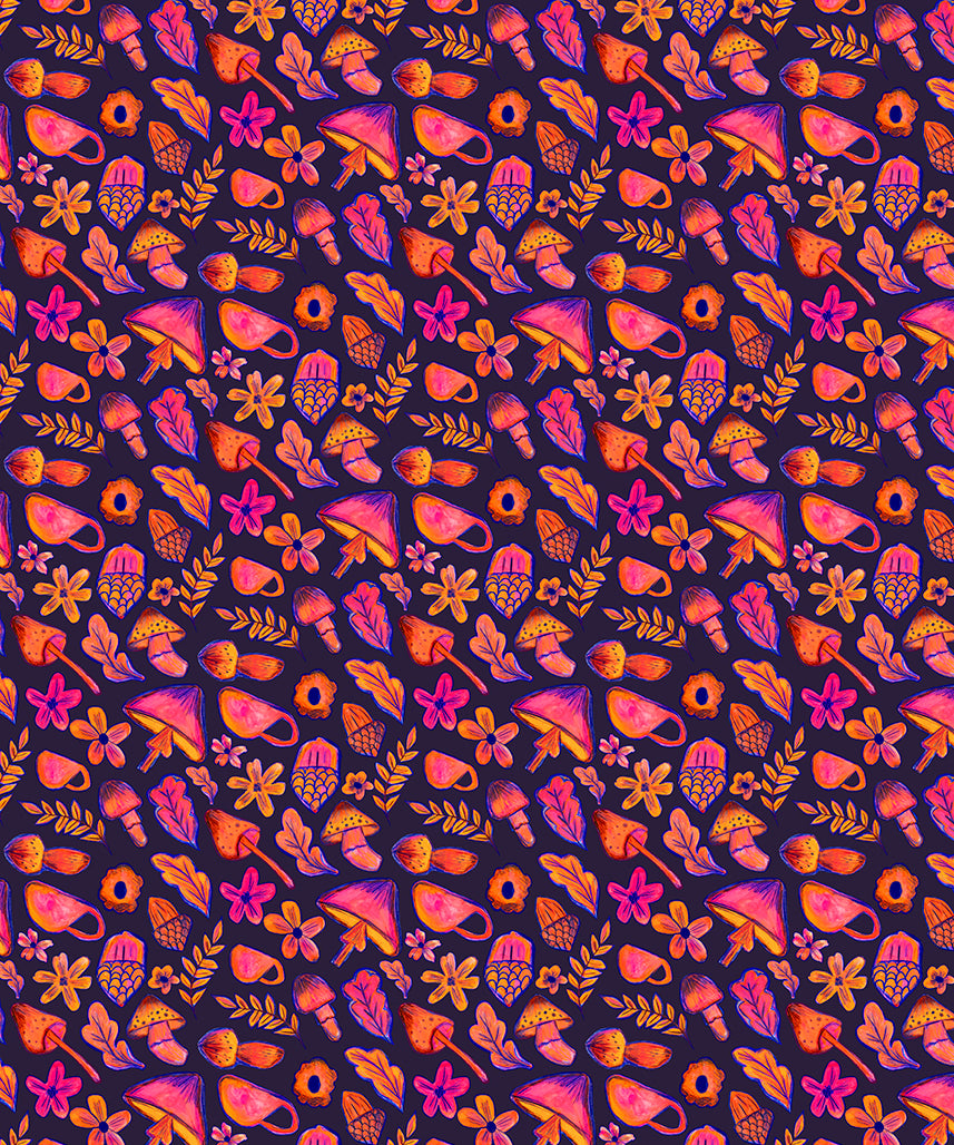 Sketching Autumn Wrapping Paper, Deep Purple (50x70cm)