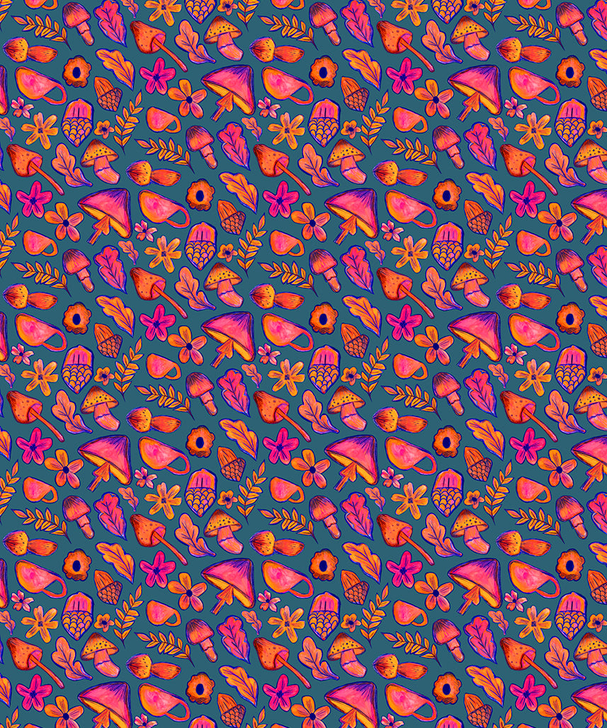 Sketching Autumn Wrapping Paper, Teal (50x70cm)