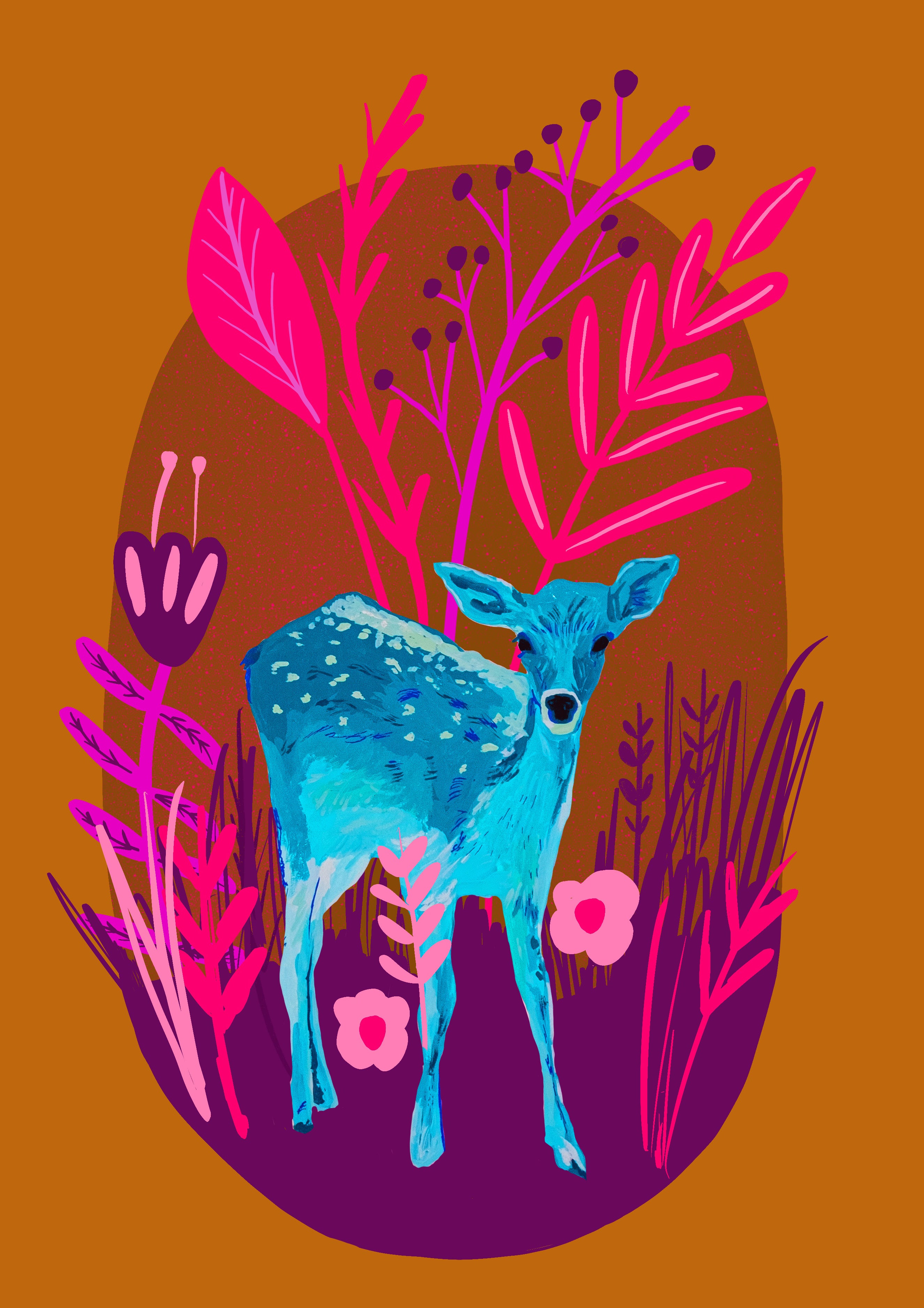 Deer (Neo Folk) Greetings Card (7x5 inches)