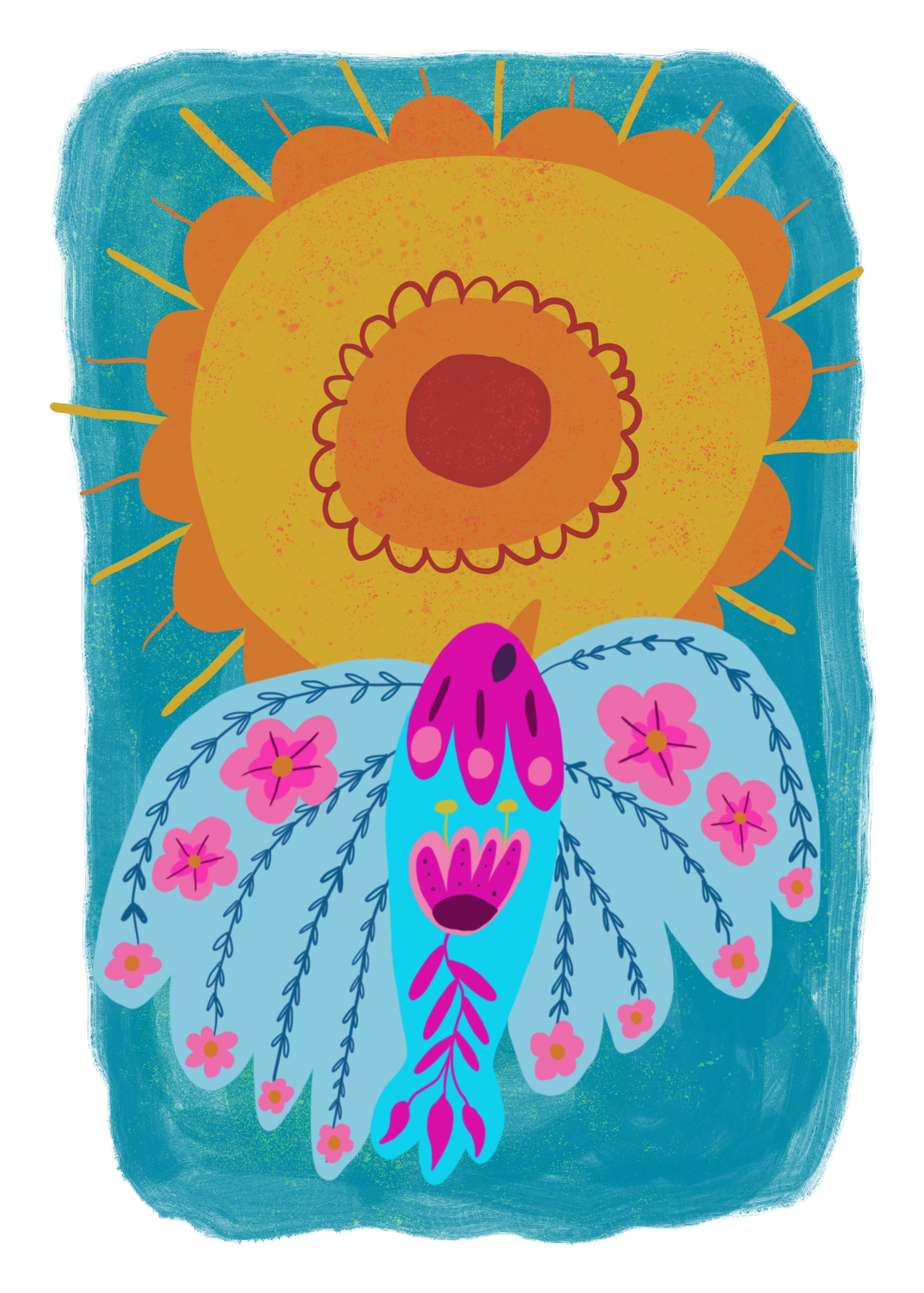 Sunbird 1 (Neo Folk) Greetings Card (7x5 inches)