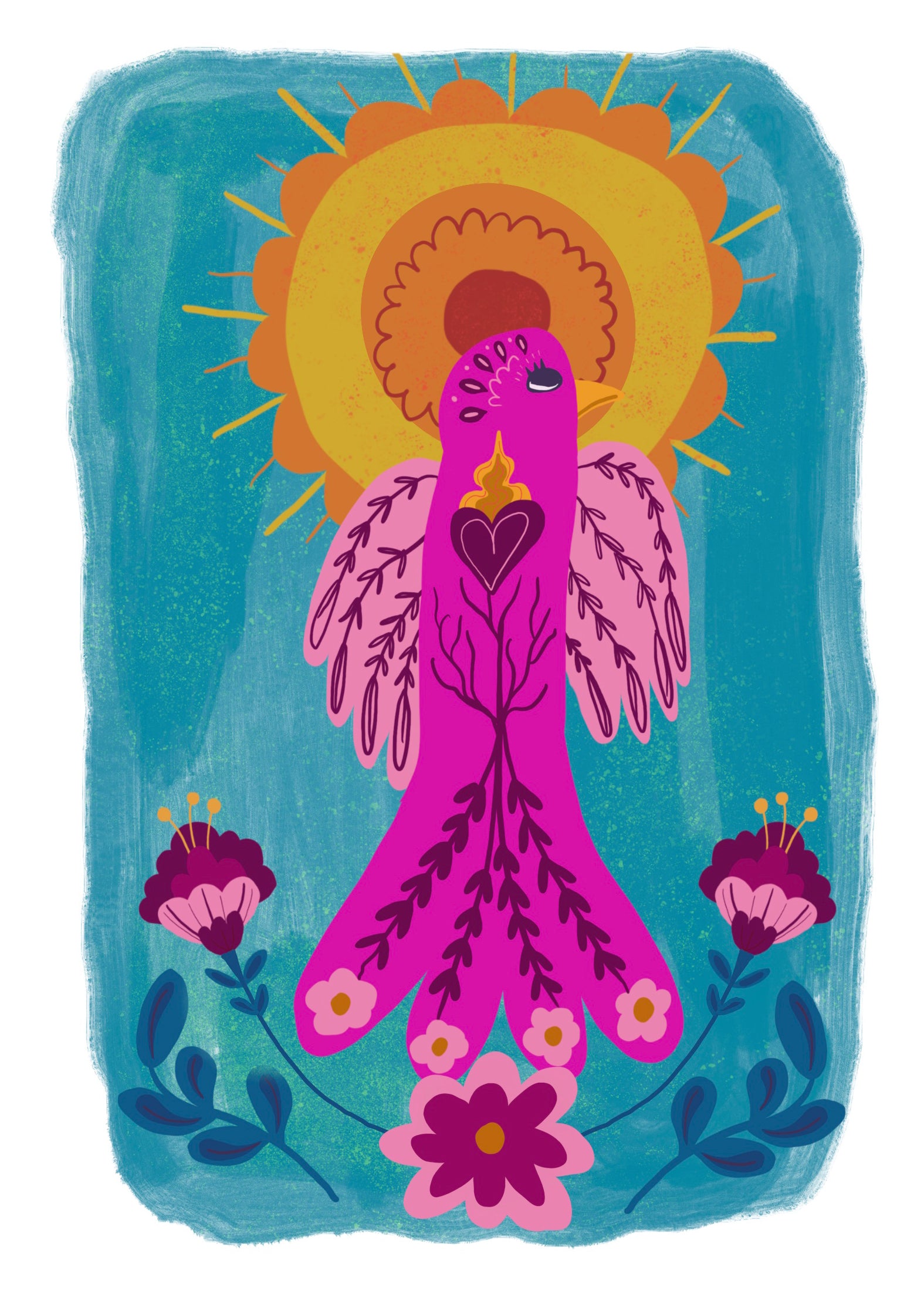 Sunbird 2 (Neo Folk) Greetings Card (7x5 inches)