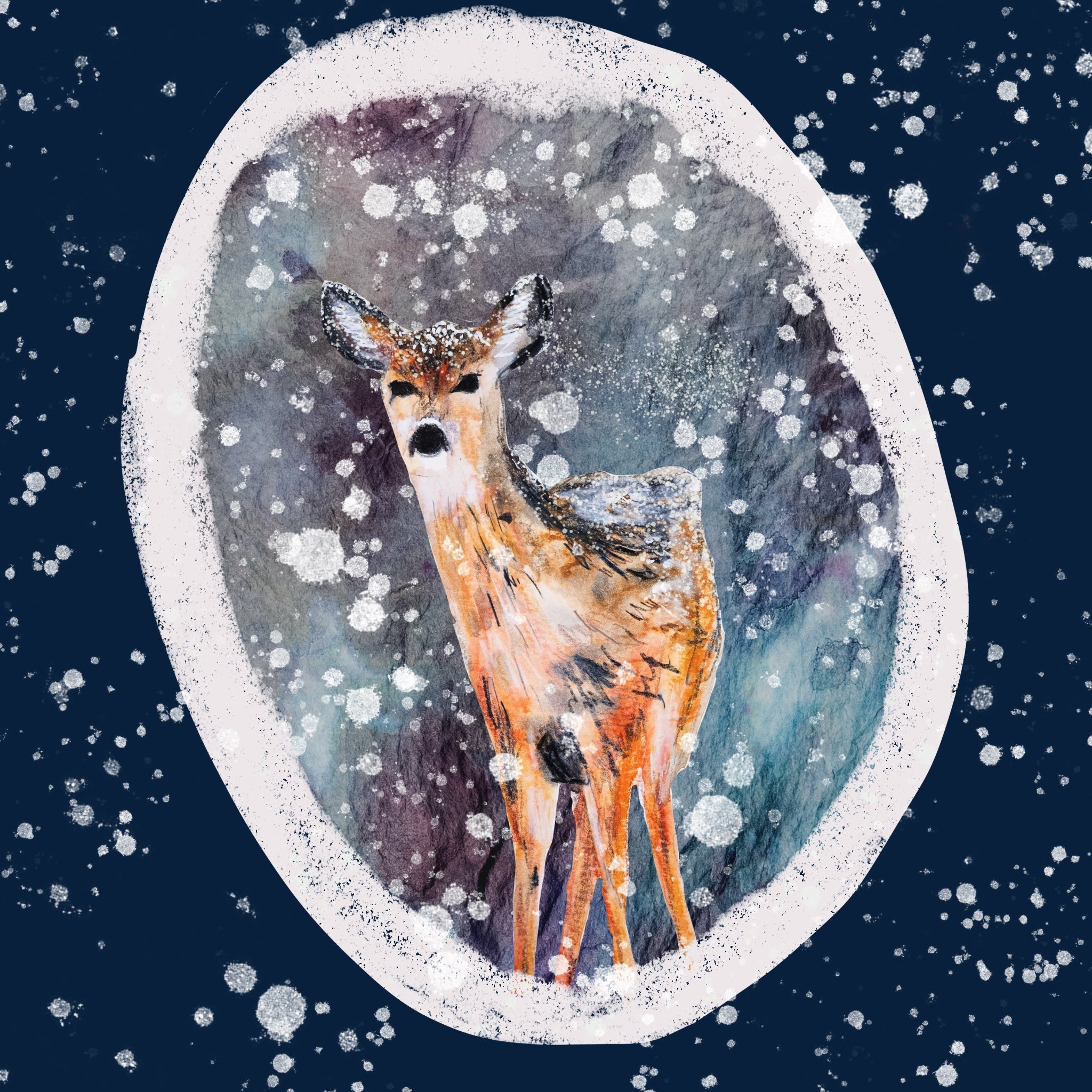 Winter Deer Greetings Card (5.5x5.5 inches)