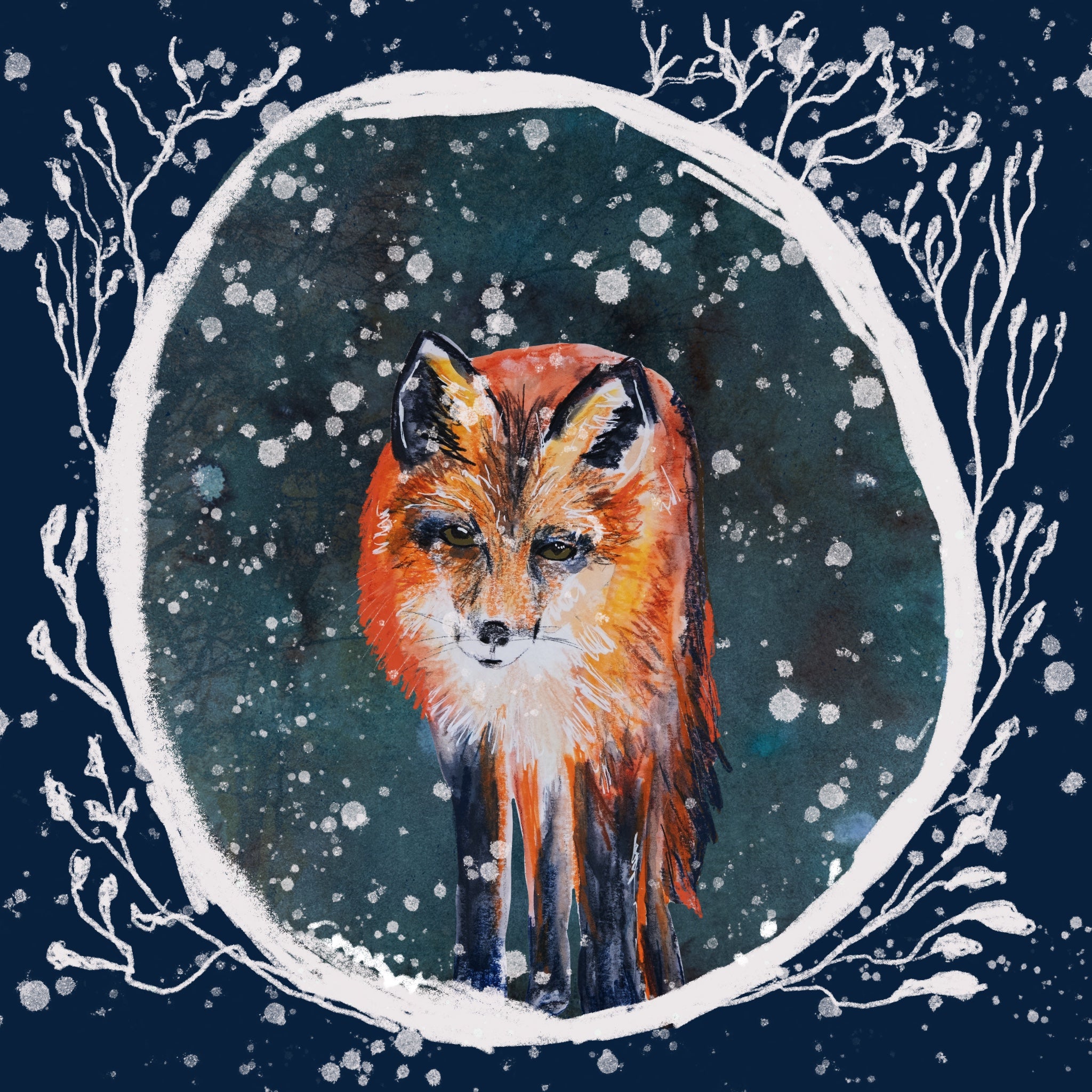 Winter Fox Greetings Card (5.5x5.5 inches)