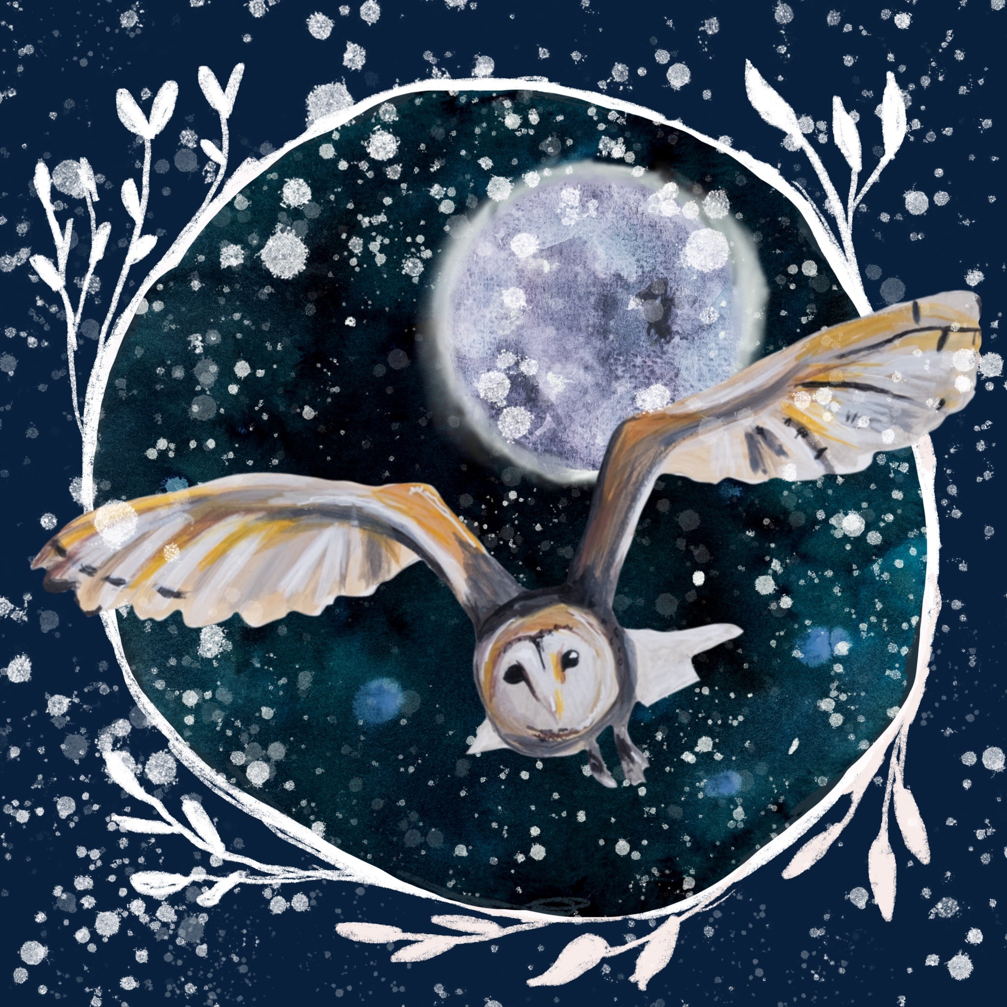 Winter Owl 3 Greetings Card (5.5x5.5 inches)