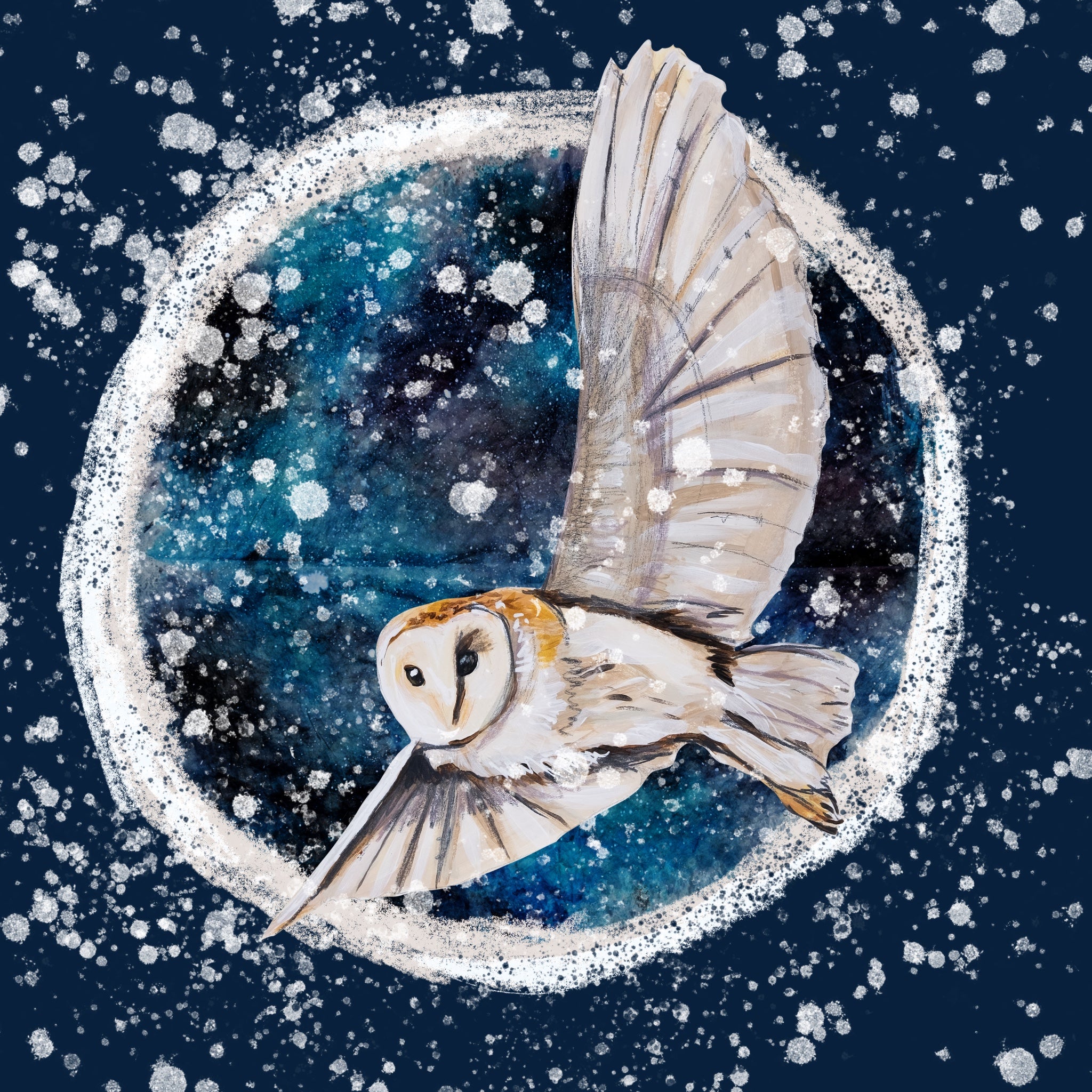 Winter Owl 4 Greetings Card (5.5x5.5 inches)