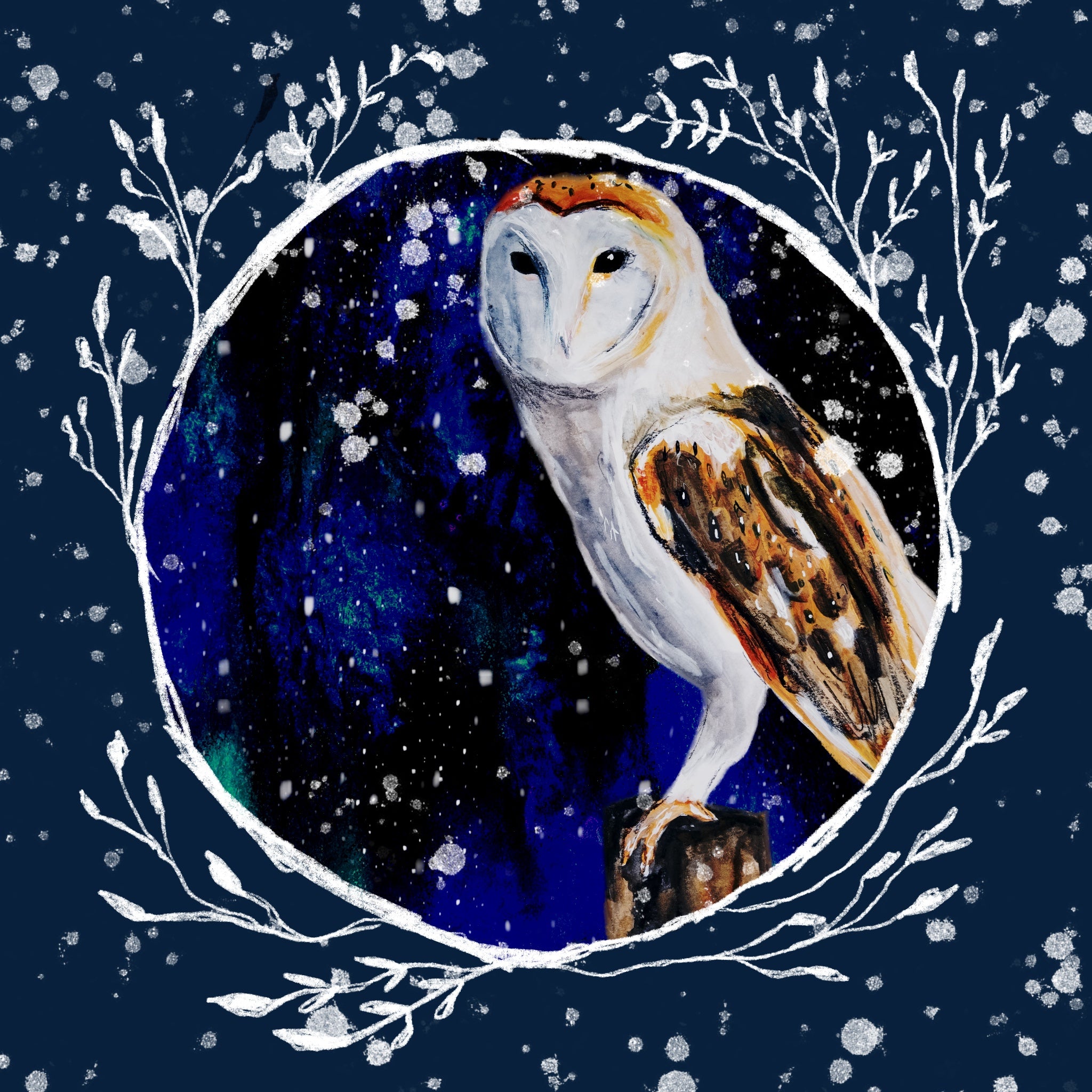 Winter Owl 5 Greetings Card (5.5x5.5 inches)