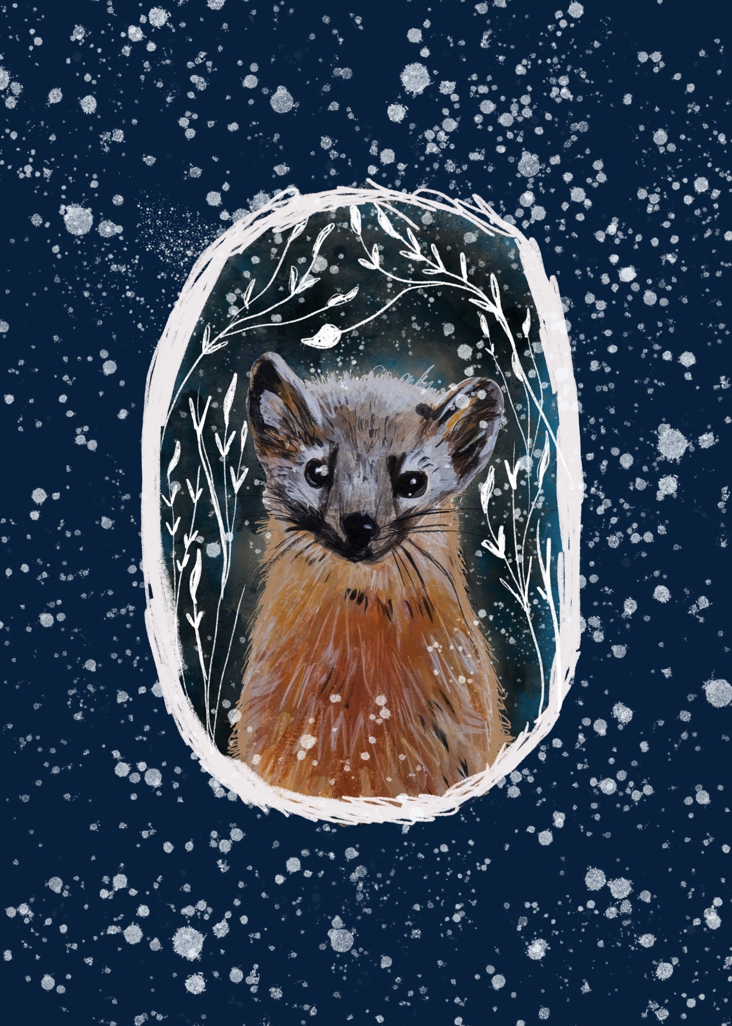 Winter Pine Marten Greeting Card