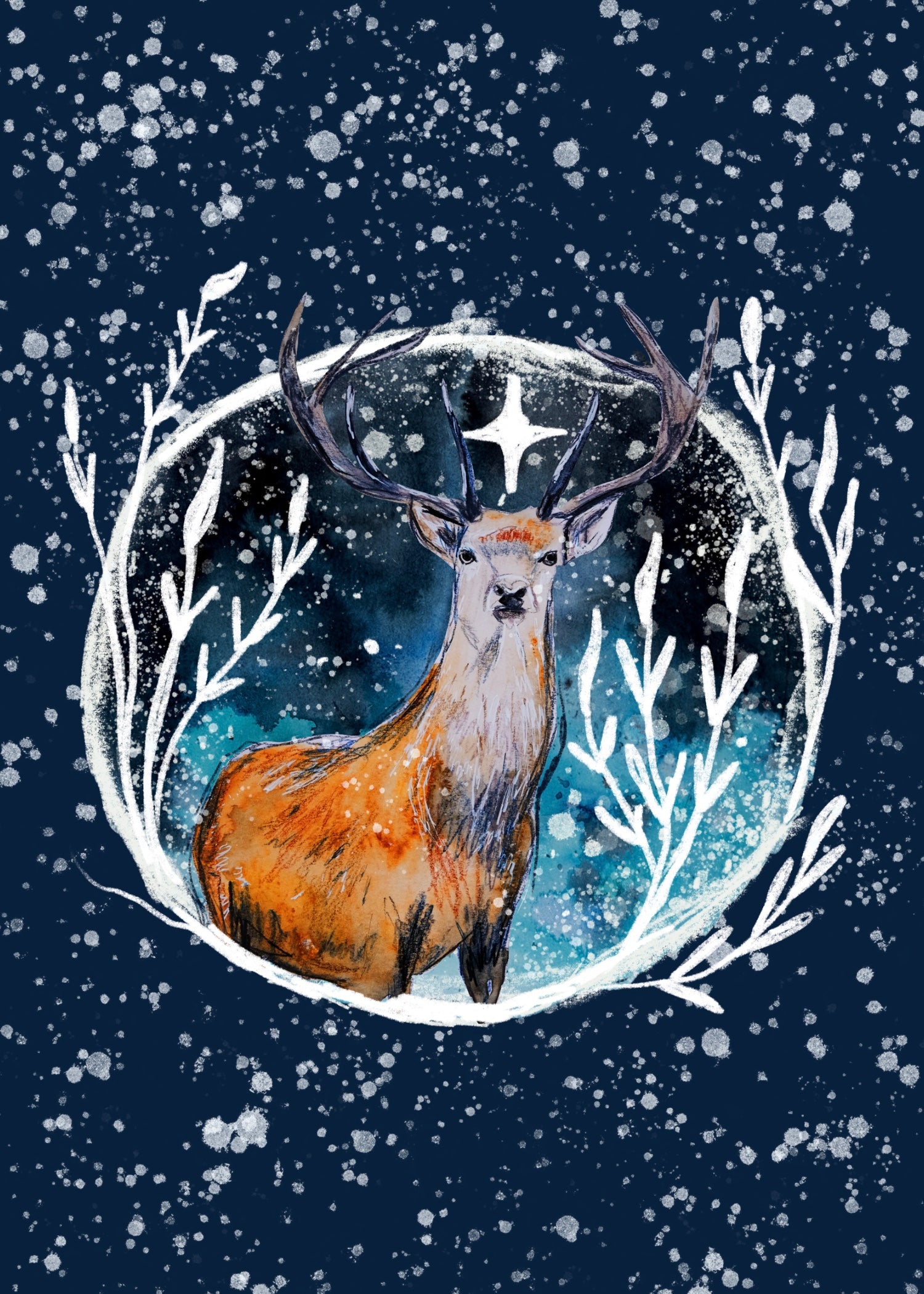 Winter Stag Greeting Card